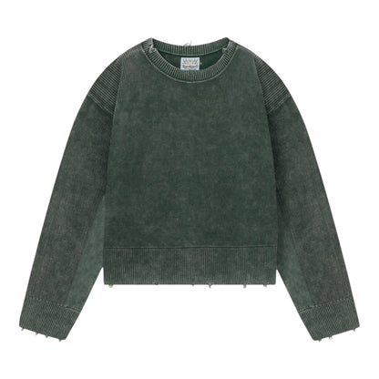 Nude Project Perfect Cropped Knit Sweater Dark Green