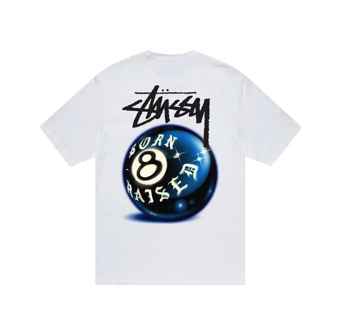 Stussy x Born X Raised 8 Ball Tee 'White'