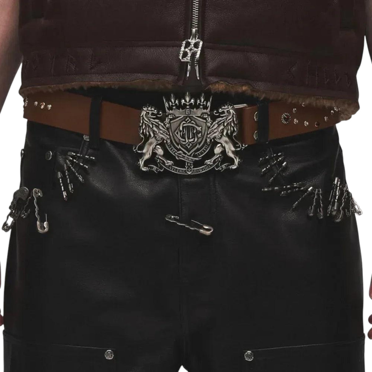 Birth Of Royal Belt Brown Lion Medal Leather