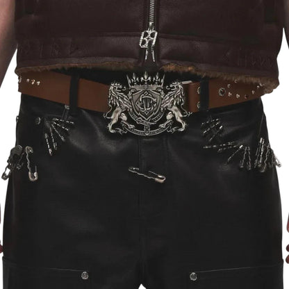 Birth Of Royal Belt Brown Lion Medal Leather