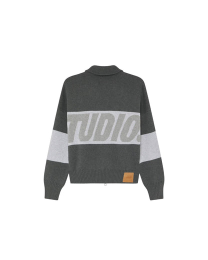 Eme Studios Thrill Grandpa Grey Zipper Knit