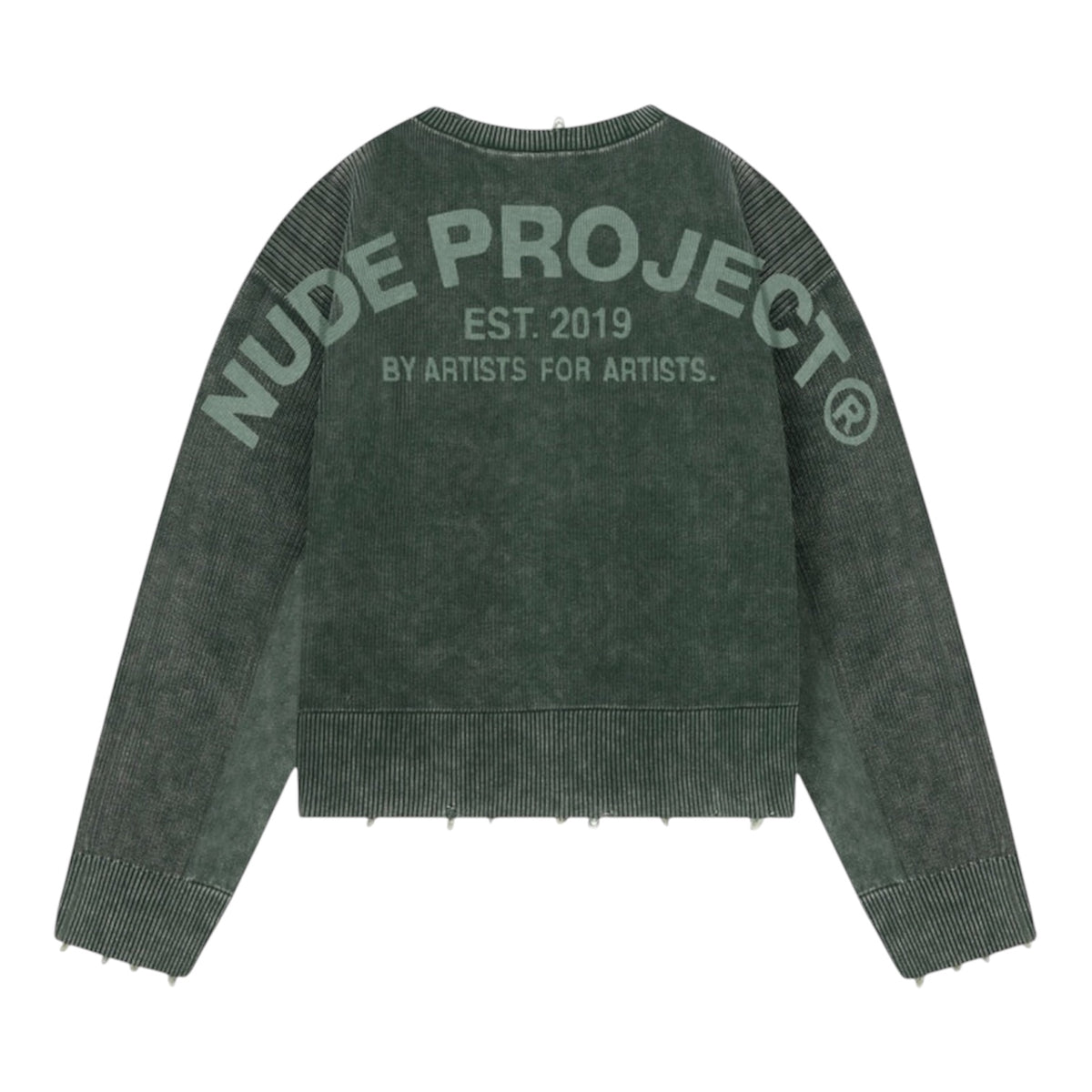 Nude Project Perfect Cropped Knit Sweater Dark Green