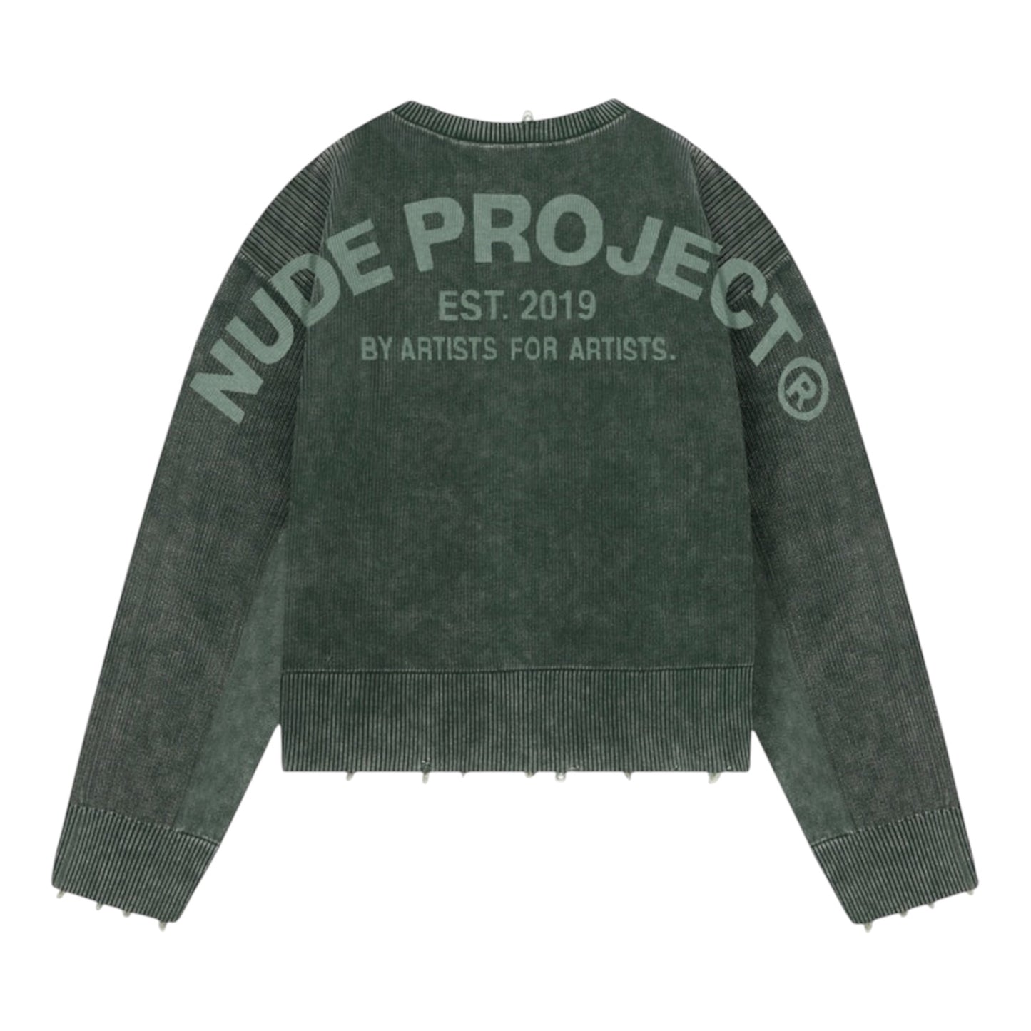Nude Project Perfect Cropped Knit Sweater Dark Green