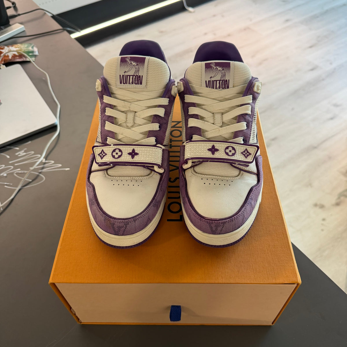 Louis Vuitton LV Trainer Monogram Strap White Purple (USADA) — 2