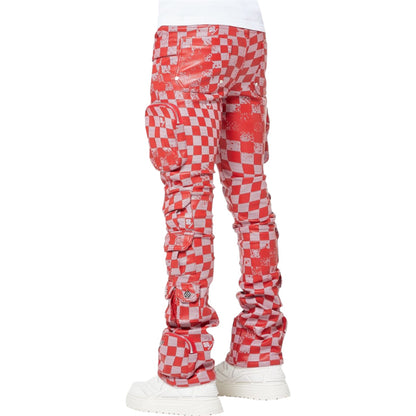 Leather Pant Blood Red Checkerboard