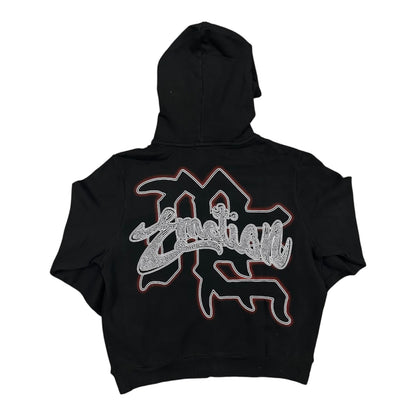 Hoodie Zip Up Mixed Emotion Black Rhinestone