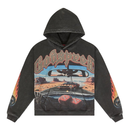 Hoodie Godspeed On The Run Black Wash