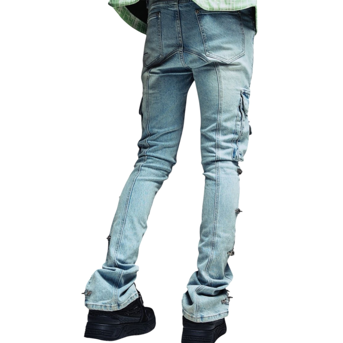 Denim Cargo Guapi Aqua Blue Spikes — 2