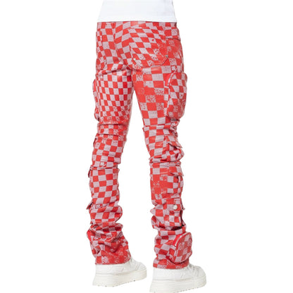 Leather Pant Blood Red Checkerboard