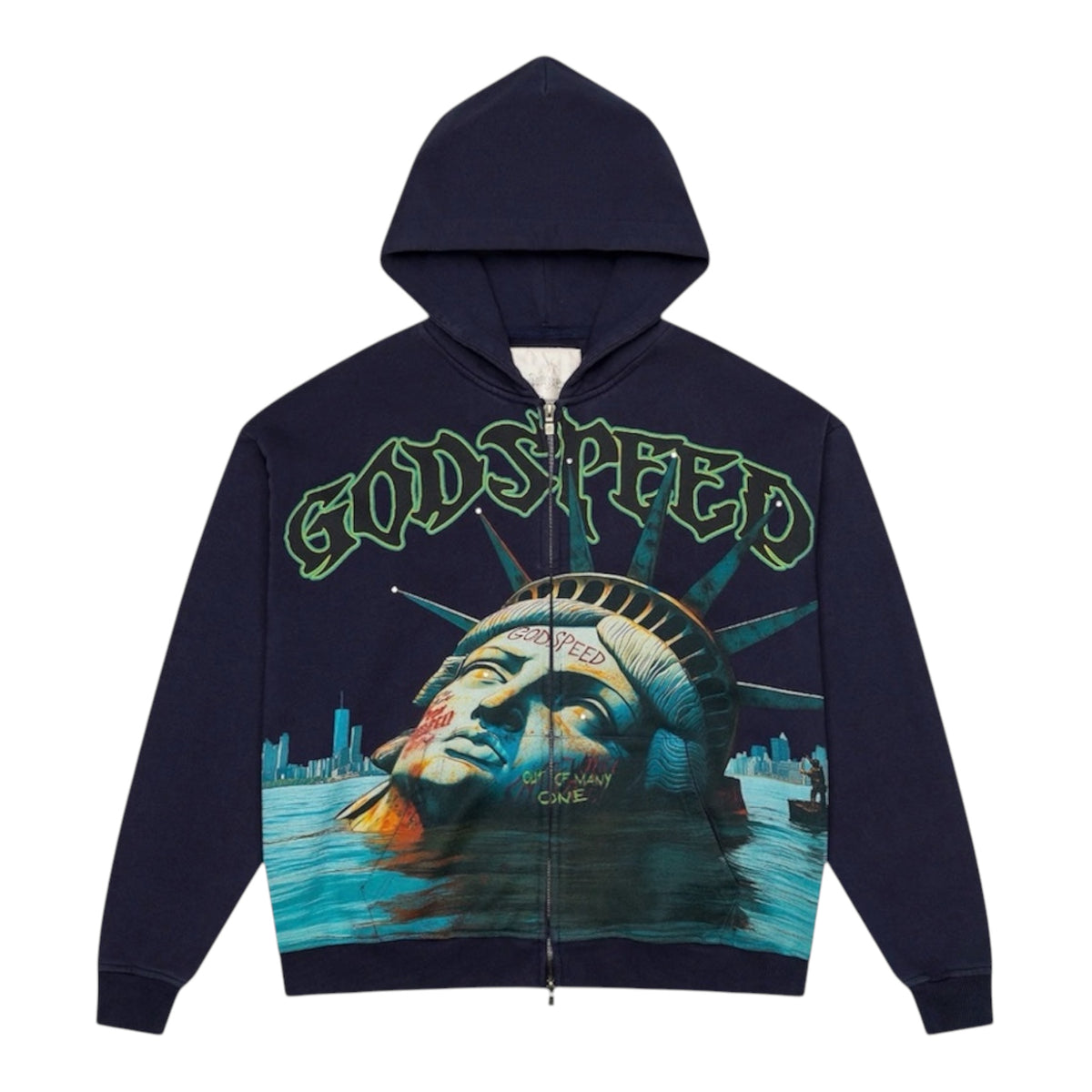 Hoodie Zip Godspeed Sunken Liberty Navy Wash