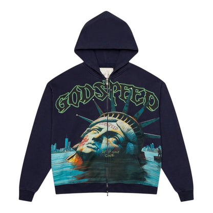 Hoodie Zip Godspeed Sunken Liberty Navy Wash