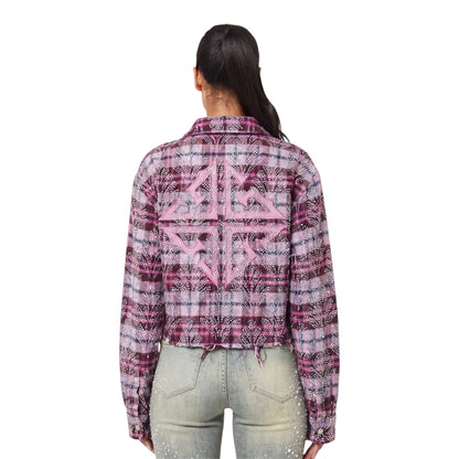Flannel Guapi Womens Rose Embellished Cropped