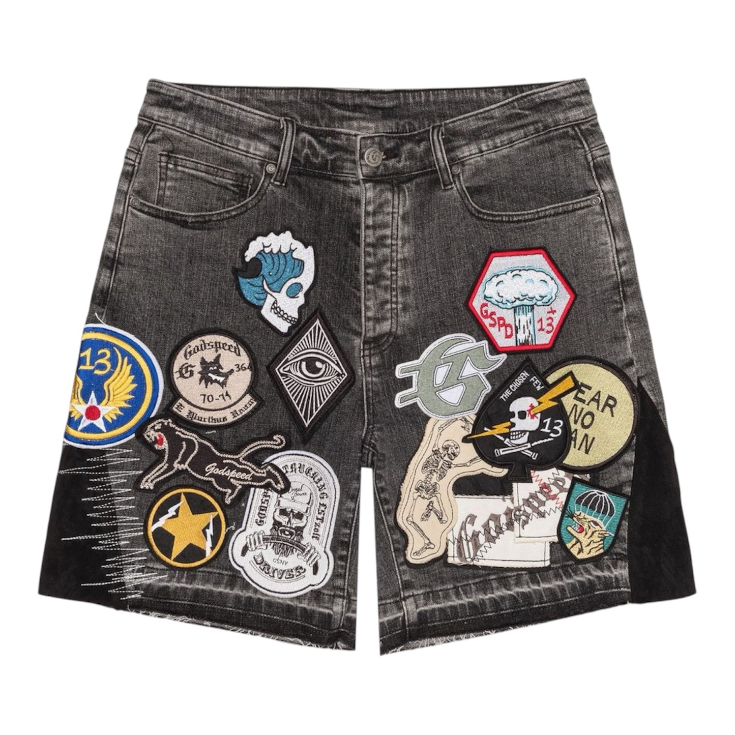 Short Denim Godspeed Patchwork V2 Grey