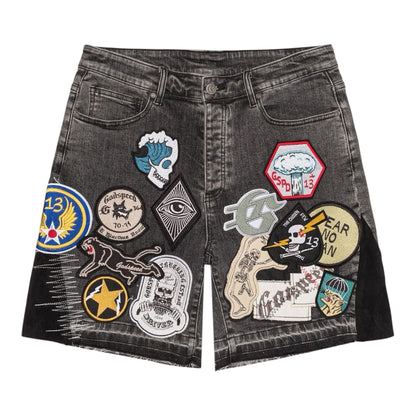 Short Denim Godspeed Patchwork V2 Grey
