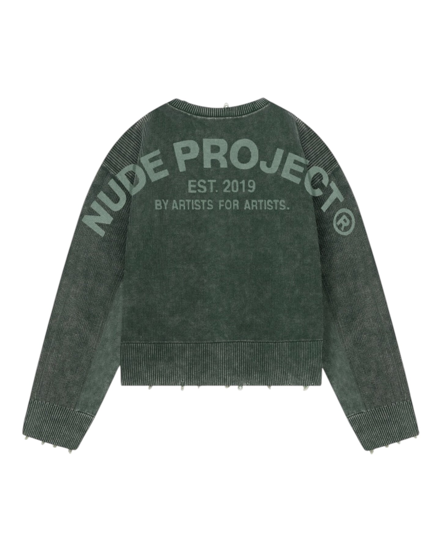 Nude Project Perfect Cropped Knit Sweater Dark Green