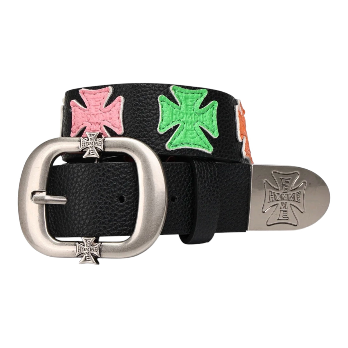 Belt Black & Multi Color Iron Crest Patch