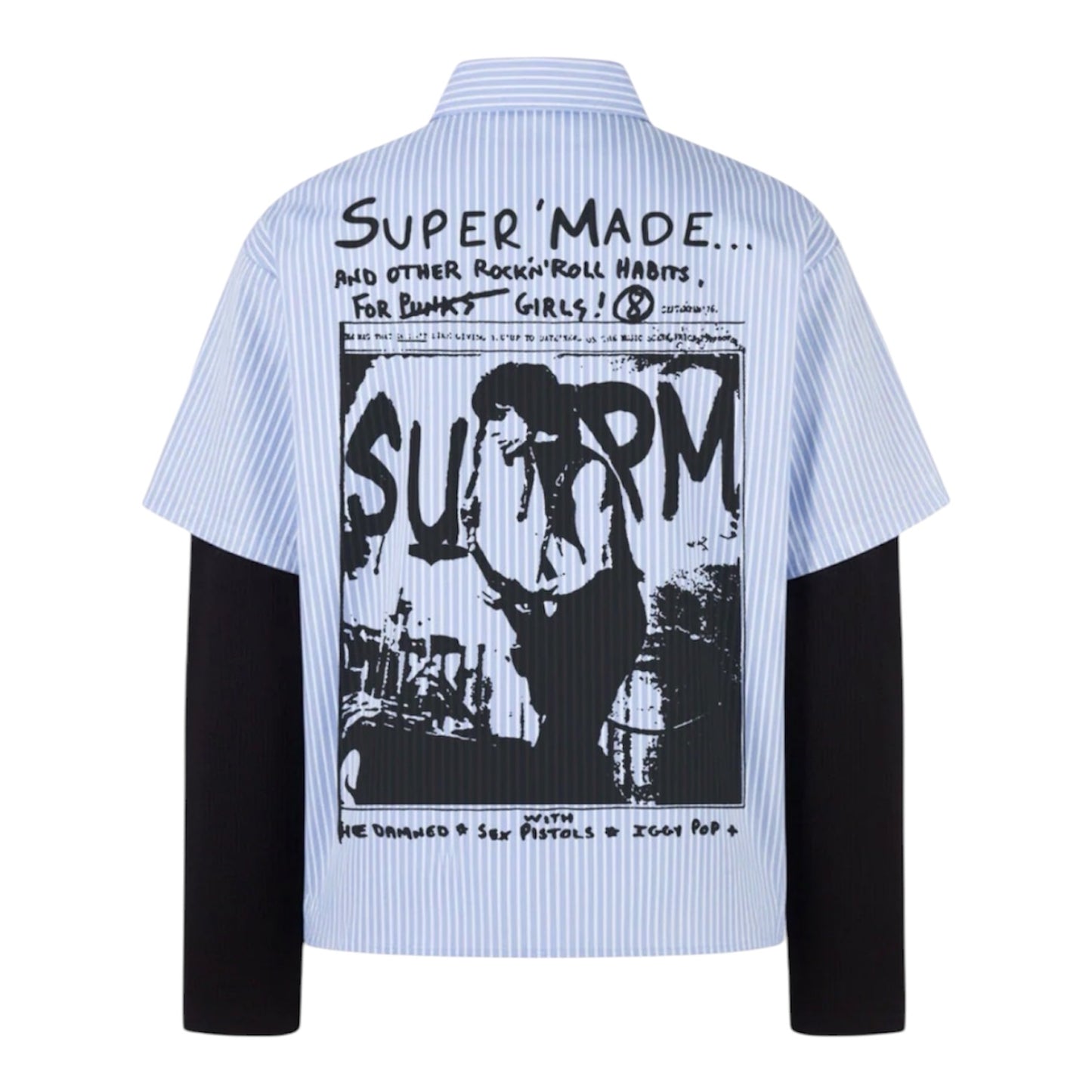Shirt Vintage Illustration Striped Faux Two-Piece