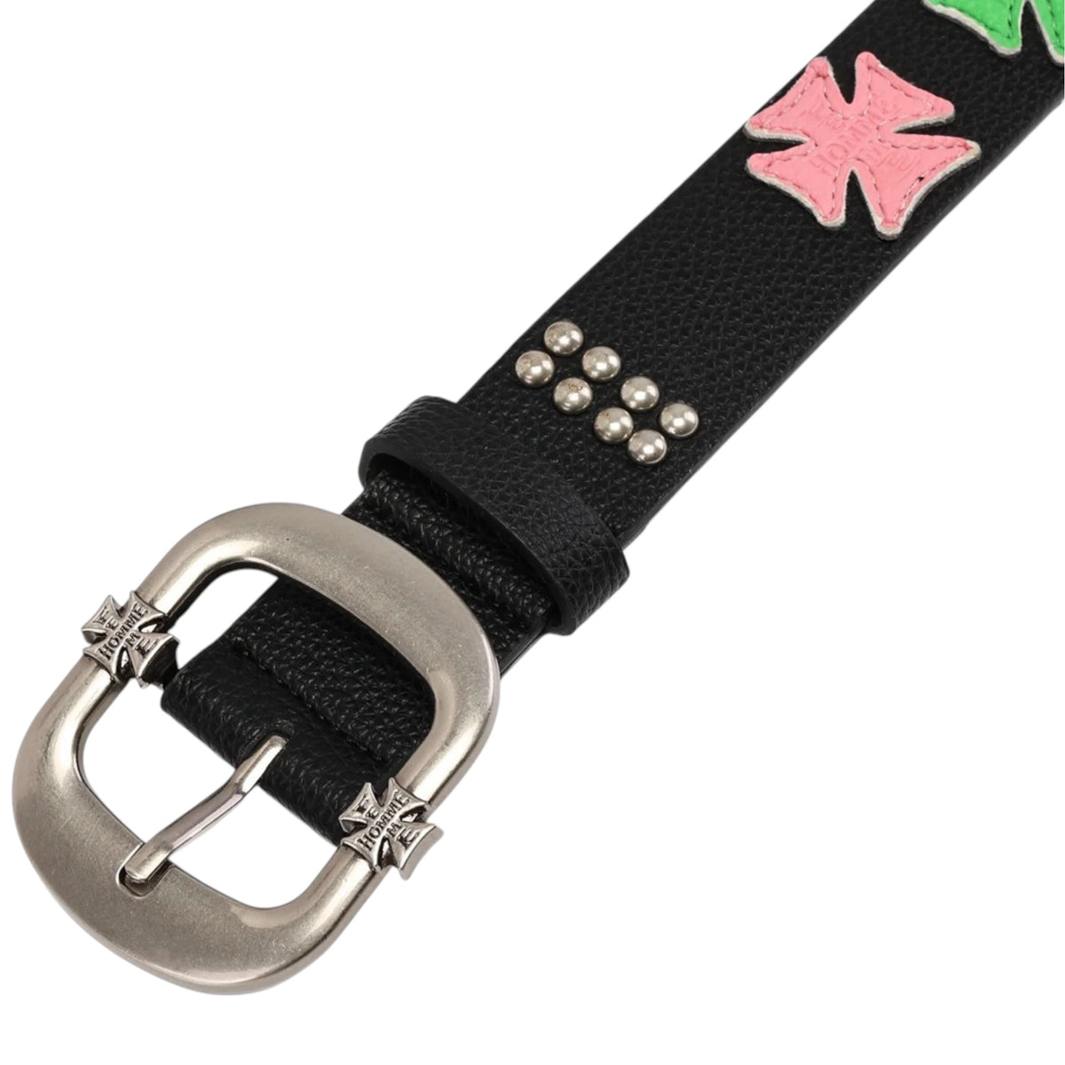Belt Black & Multi Color Iron Crest Patch