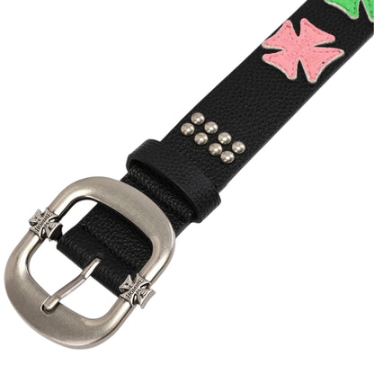 Belt Black & Multi Color Iron Crest Patch