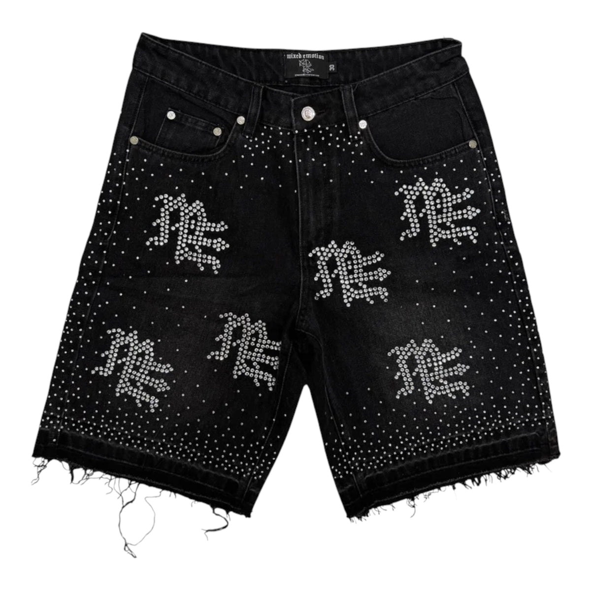 Short Denim Mixed Emotion Black ME Rhinestone