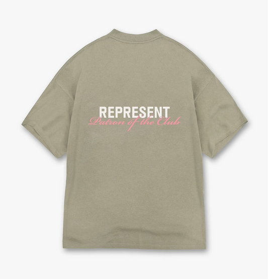 Represent Patron Of The Club T-Shirt Khaki Pink