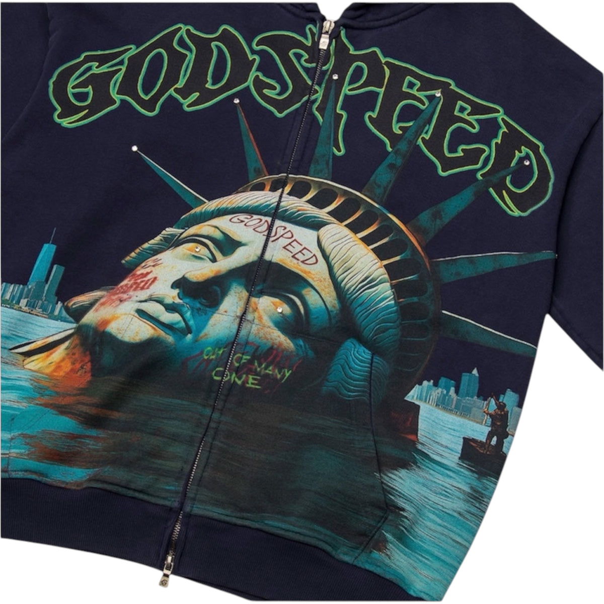 Hoodie Zip Godspeed Sunken Liberty Navy Wash