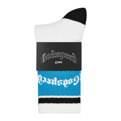 Socks Godspeed OG Logo Striped White/Baby Blue