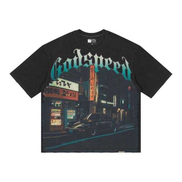 T-Shirt Godspeed Pit Stop Tokyo Black Wash