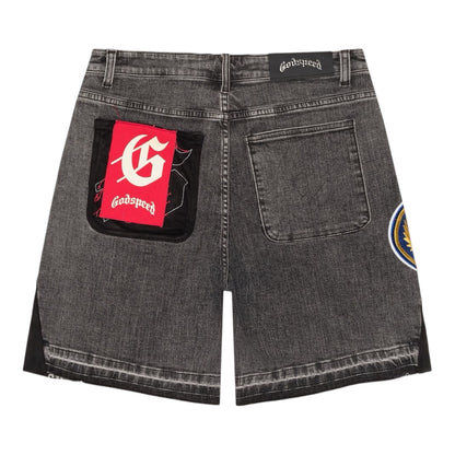 Short Denim Godspeed Patchwork V2 Grey