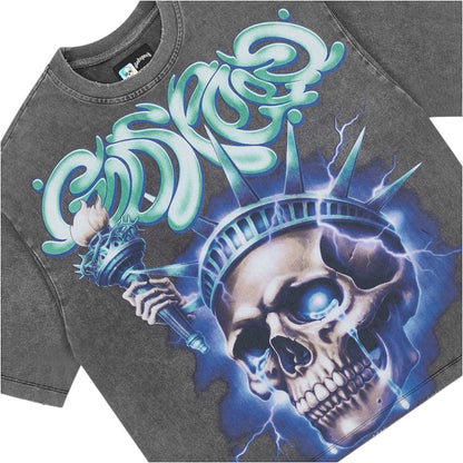 T-Shirt Godspeed Liberty Tears Grey Wash