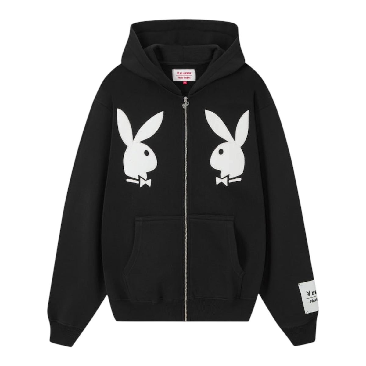 Hoodie Zip Up Nude Project Bunny Black (USADO)