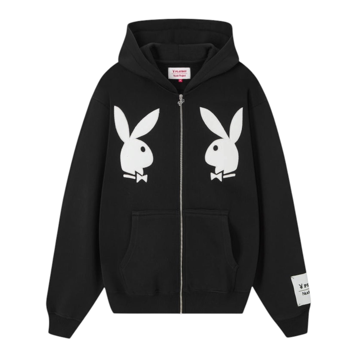 Hoodie Zip Up Nude Project Bunny Black (USADO)