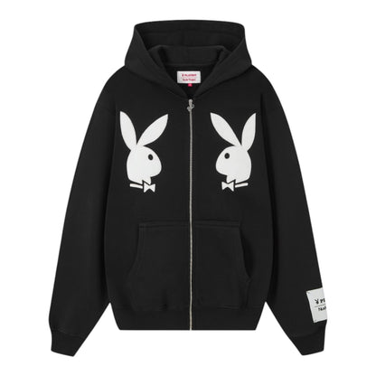 Hoodie Zip Up Nude Project Bunny Black (USADO)