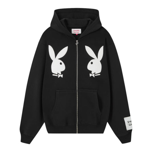Hoodie Zip Up Nude Project Bunny Black (USADO)