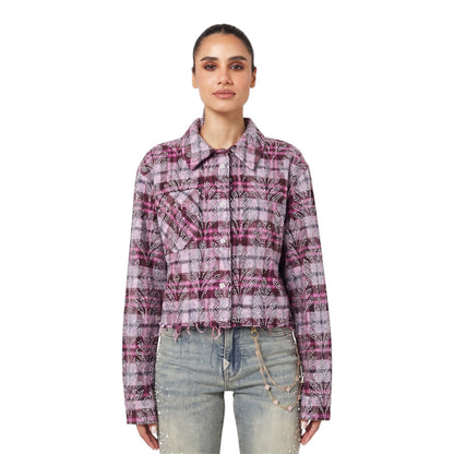 Flannel Guapi Womens Rose Embellished Cropped