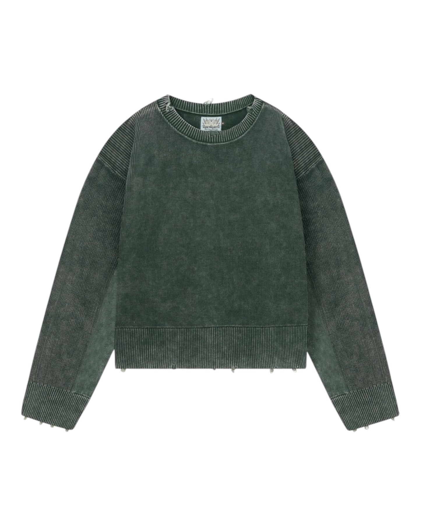 Nude Project Perfect Cropped Knit Sweater Dark Green