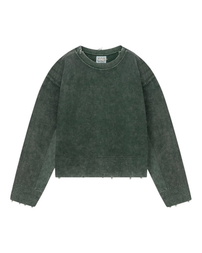 Nude Project Perfect Cropped Knit Sweater Dark Green