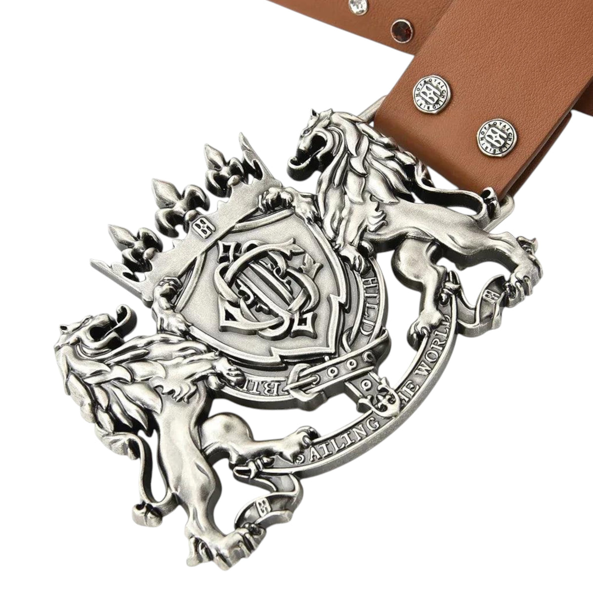 Birth Of Royal Belt Brown Lion Medal Leather