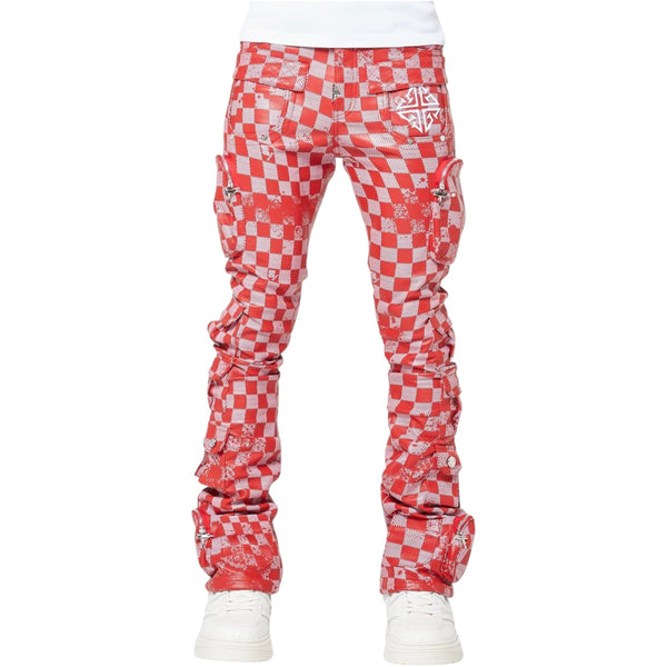 Leather Pant Guapi Blood Red Checkerboard