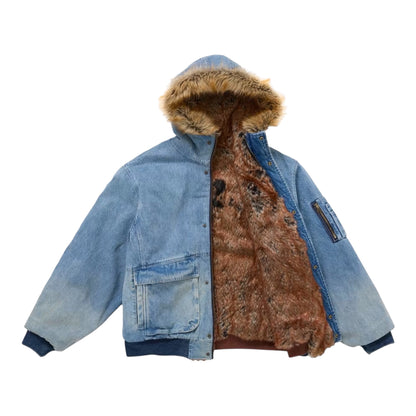 Supreme Reversible Faux Fur Hooded Work Jacket Blue