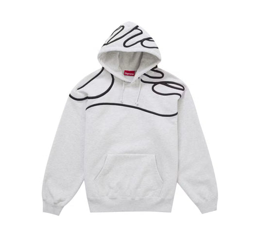 Supreme Shoulder Script Hooded Sweatshirt Heather Grey