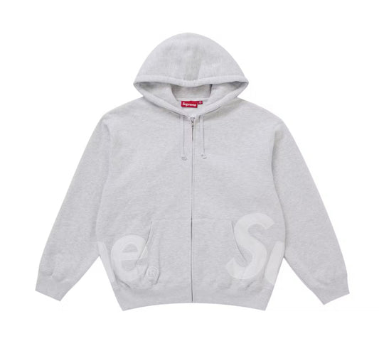 Big Logo Zip Up Hooded Sweatshirt "Grey" Supreme