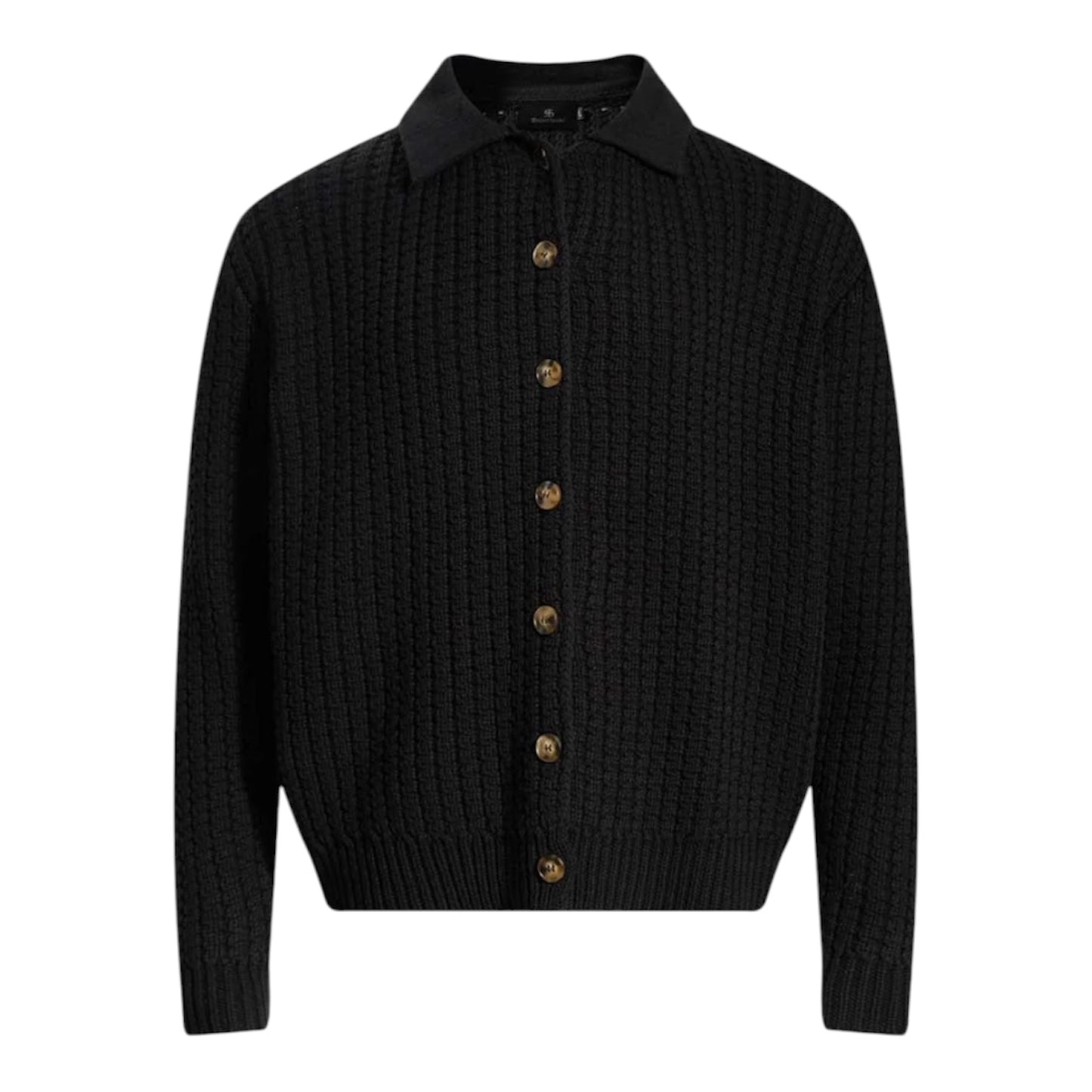Sweater Retro Cable Knit Button-Up Collared Cardigan