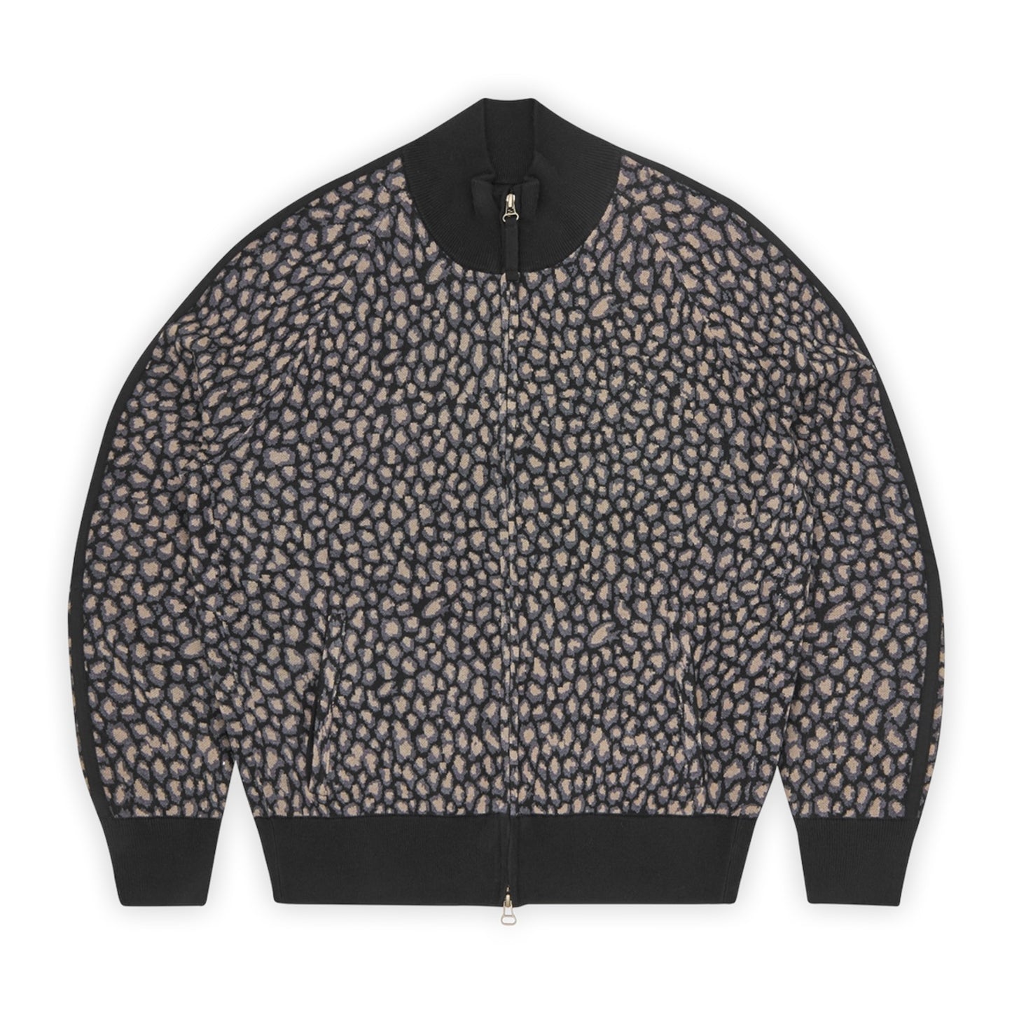 Knit Zip Up Sweater Corteiz Allstarz Print Black