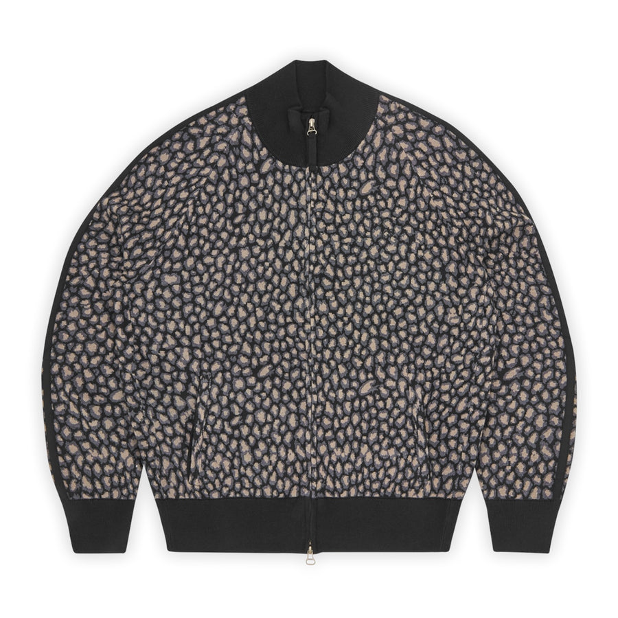 Knit Zip Up Sweater Corteiz Allstarz Print Black