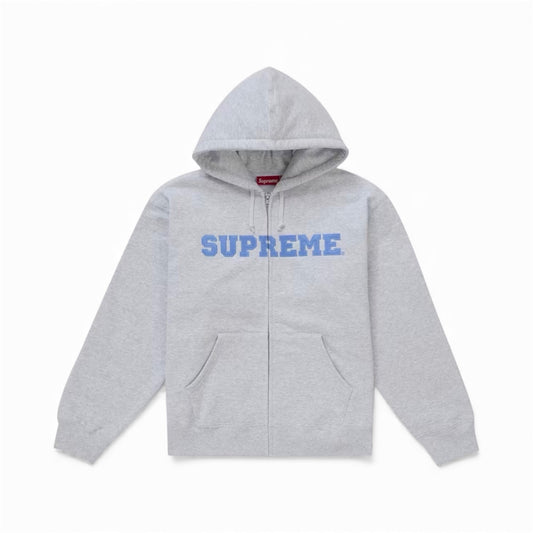Supreme Collegiate Applique Zip Up Hooded Sweatshirt Ash Grey