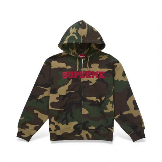 Supreme Collegiate Applique Zip Up Hooded Sweatshirt Woodland Camo