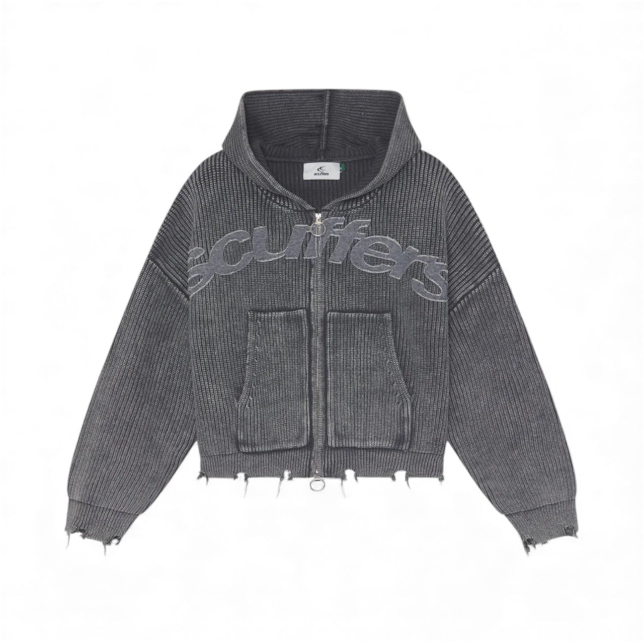 New Light Dark Buzz Knit Zipper Scuffers