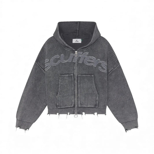 New Light Dark Buzz Knit Zipper Scuffers