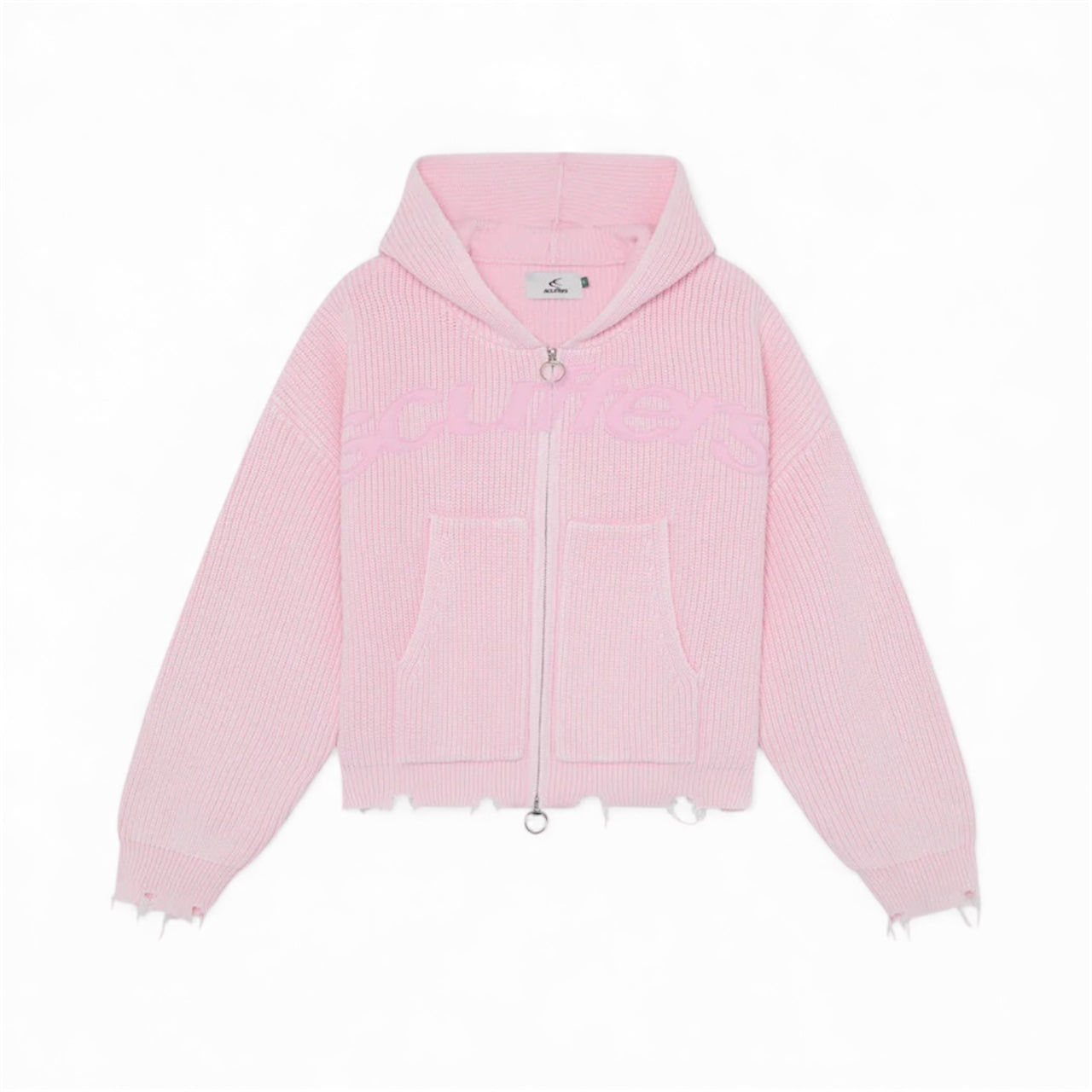New Light Pink Buzz Knit Zipper Scuffers